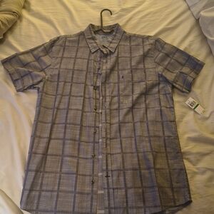 Izod Blue and Gray Checkered Button Down Shirt